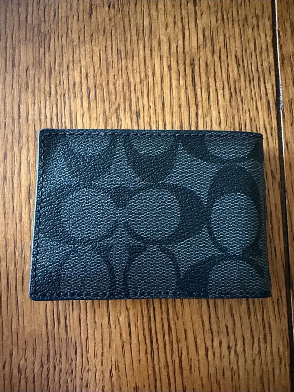 Coach Men's Signature Card Case Wallet in Black/Charcoal